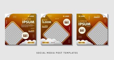 Set of editable square banner templates with photo collage. Suitable for Social Media Post and Online Advertising, Event, and etc. Vector Illustration.