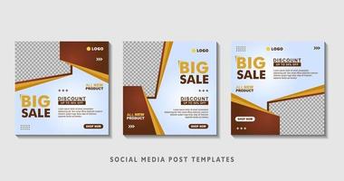 Set of editable square banner templates with photo collage. Suitable for Social Media Post and Online Advertising, Event, and etc. Vector Illustration.