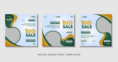 Set of editable square banner templates with photo collage. Suitable for Social Media Post and Online Advertising, Event, and etc. Vector Illustration.