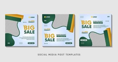 Set of editable square banner templates with photo collage. Suitable for Social Media Post and Online Advertising, Event, and etc. Vector Illustration.