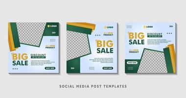 Set of editable square banner templates with photo collage. Suitable for Social Media Post and Online Advertising, Event, and etc. Vector Illustration.