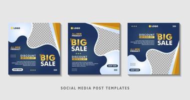 Set of editable square banner templates with photo collage. Suitable for Social Media Post and Online Advertising, Event, and etc. Vector Illustration.