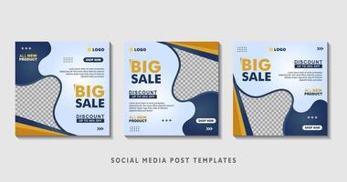 Set of editable square banner templates with photo collage. Suitable for Social Media Post and Online Advertising, Event, and etc. Vector Illustration.