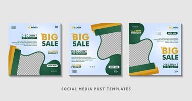 Set of editable square banner templates with photo collage. Suitable for Social Media Post and Online Advertising, Event, and etc. Vector Illustration.