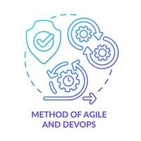 método de icono de concepto de gradiente azul ágil y devops. procesos de innovación. tendencias macro tecnológicas idea abstracta ilustración de línea delgada. dibujo de contorno aislado. vector