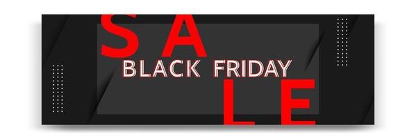 Minimal modern geometric horizontal Black Friday sale banner in black, white and red color. vector