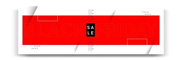 Minimal modern geometric horizontal Black Friday sale banner in black, white and red color. vector