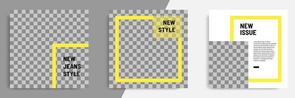 Minimal yellow social media banner catalog template vector