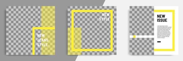 Minimal yellow social media banner catalog template vector