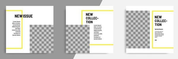 Minimal yellow social media banner catalog template vector