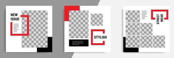 Minimal red social media banner catalog template vector