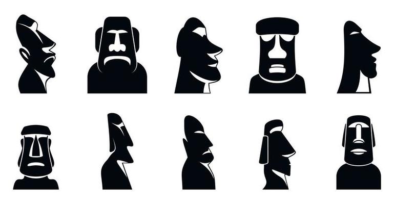 Easter Island icons set, simple style