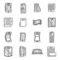 Gadget flexible screen icons set, outline style vector