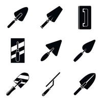 Construction trowel icons set, simple style vector