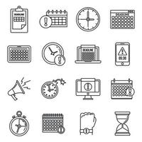 Work deadline icons set, outline style vector