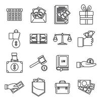 Corruption bribery icons set, outline style vector