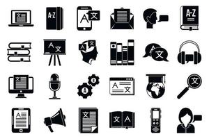Linguist translate icons set, simple style vector