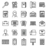 Estimator process icons set, outline style vector