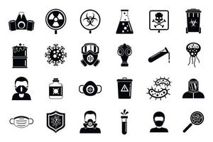 Biohazard toxic icons set, simple style vector