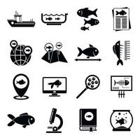 Ichthyology icons set, simple style vector