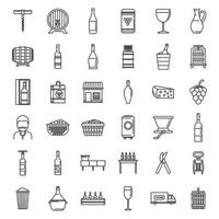 Modern winemaker icons set, outline style vector