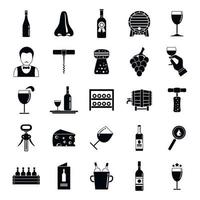 conjunto de iconos de sommelier moderno, estilo simple vector