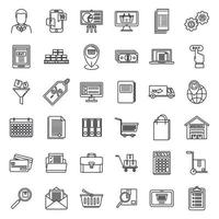 Purchasing manager sell icons set, outline style vector