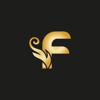 Gold luxury letter F logo. F logo with graceful style vector file.