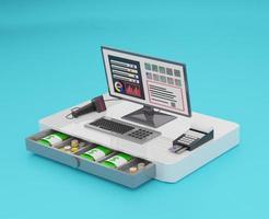 3d illustration poin of sale, cashier desk photo