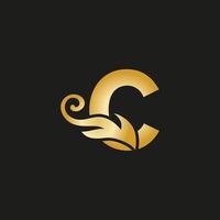 Gold luxury letter C logo. C logo with graceful style vector file.