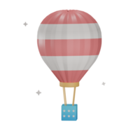 3D hot air balloon USA motif with transparent background png