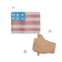 3d-usa-flagge mit handillustration mit transparentem hintergrund png