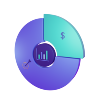 3d pie chart object with transparent background png