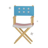 3D USA director's chair object with transparent background png