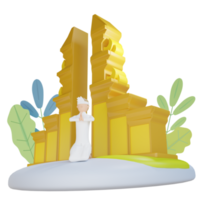 Puertas de templo 3d con ilustración de hombre con fondo transparente png