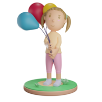 Girl holding balloon png