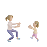 3d render mom and daughter run for hug illustration png