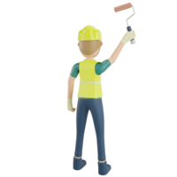 Worker painting with roller paint png