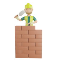 Construction worker laying bricks png