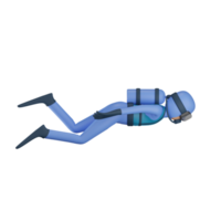 3d scuba diver illustration with transparent background png