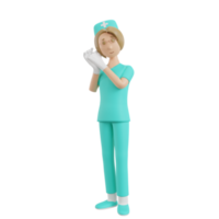 3d renderizar ilustración de enfermera con gesto empático png