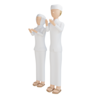 3d man woman muslim pray illustration with transparent background png