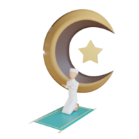 3D-Mann muslimische Gebetsillustration mit transparentem Hintergrund png