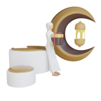 3D muslimska kvinnor håller gåva illustration med transparent bakgrund png