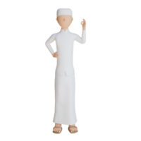Ilustración de gesto agradable musulmán de hombre 3d con fondo transparente png