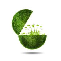 Green planet earth covered with grass. Earth day, Sustainable development, World environment day and Eco friendly concept photo