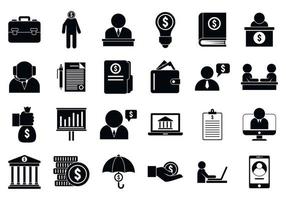 Financial advisor icons set, simple style vector