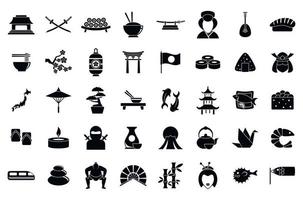 Japan icons set, simple style vector