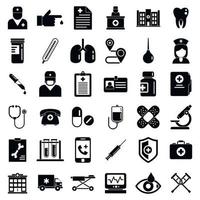 Private clinic icons set, simple style vector