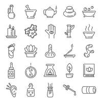 Ayurveda icons set, outline style